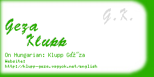 geza klupp business card